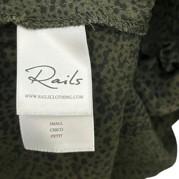 RAILS Jasmine Dress Olive Speckled V Neck Mini Smocked Waist Women’s Small - Picture 11 of 12